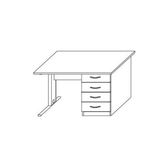 Biurko  (noga metalowa, kontener z zamkiem centralnym), 120x70x75h